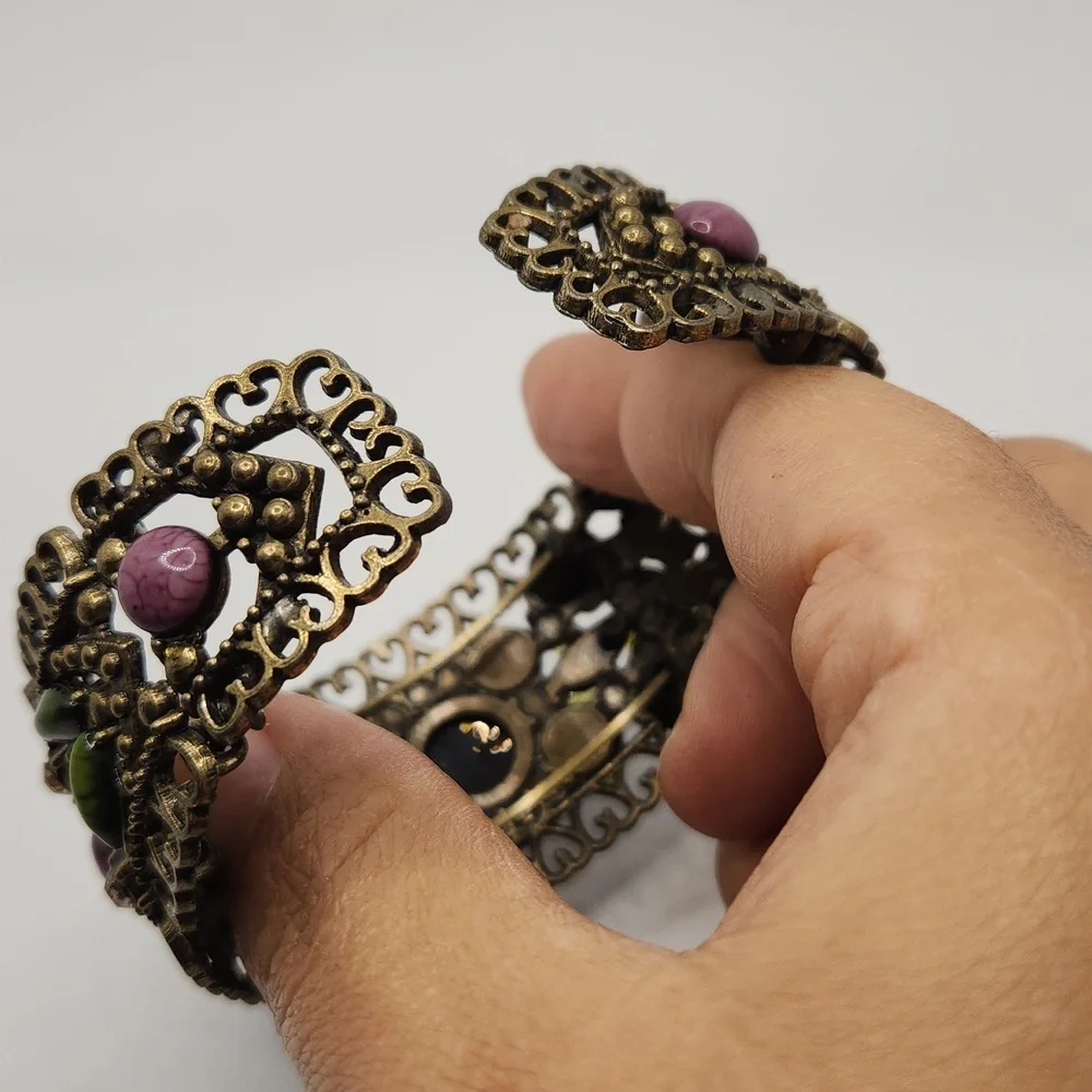 Vintage 90s Women Bohemian multi color bracelet - Picture 3 of 6